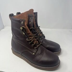 Rhino Brown Leather 6" Soft Toe Plain Toe Lace Up Work Boots Mens Size 10.5
